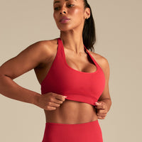 Power Seamless Halter Neck Bra | Spicy Red