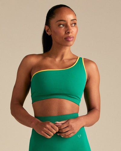 Power Seamless One Shoulder Bra | Amazonia Green