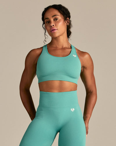 Power Seamless Adjustable Sports Bra | Marine Green