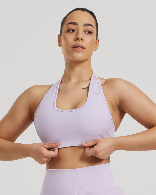 Motion Seamless Halter Bra | Cool Lilac