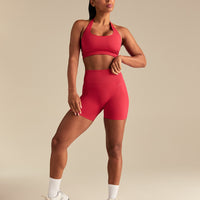 Power Seamless Scrunch Shorts | Spicy Red