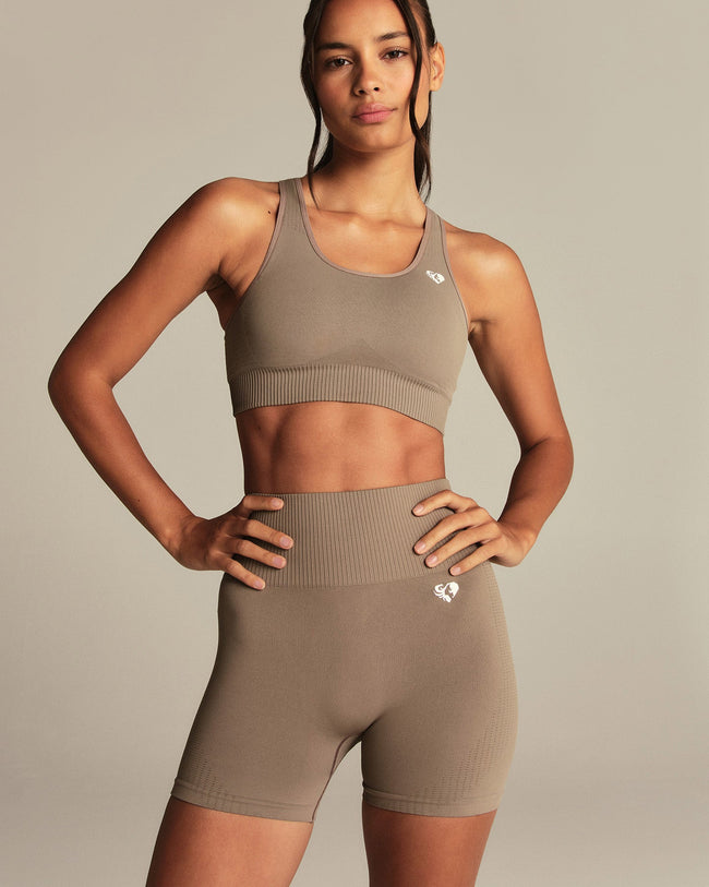 Power Seamless Shorts | Taupe Grey