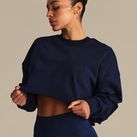 Comfort Lightweight Cropped Sweat | Sapphire Blue