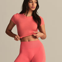 Smooth Contour Cropped Short Sleeve T-Shirt | Sunlit Coral
