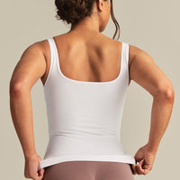 Smooth Contour Midi Square Neck Tank | White