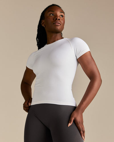 Power Seamless Short Sleeve Top | White
