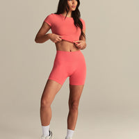 Smooth Contour Cropped Short Sleeve T-Shirt | Sunlit Coral