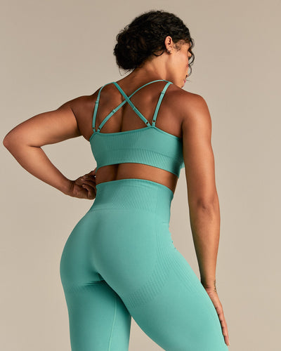 Power Seamless Adjustable Sports Bra | Marine Green