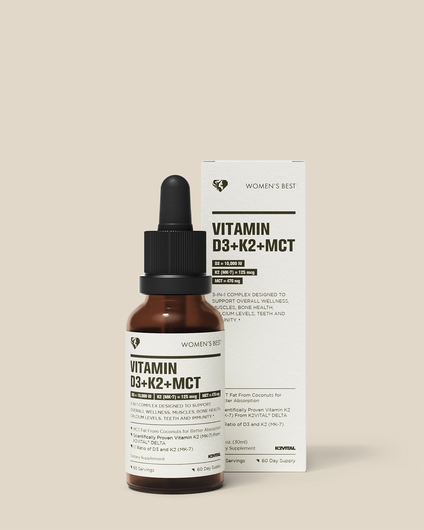 Vitamin D3 + K2 + MCT 10000IU Liquid Drops