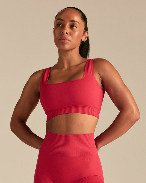 Power Seamless Open Back Mini Bra | Spicy Red