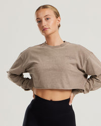 Comfort Vintage Look Oversized Cropped Long Sleeve T-Shirt | Caribou