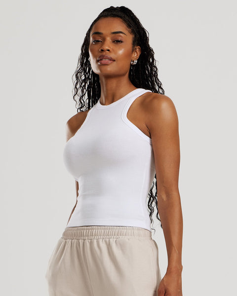 White Ribbed Tank Top | Women's Best US