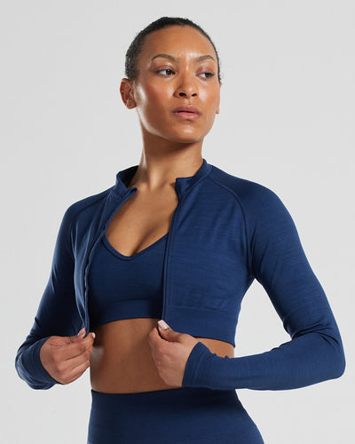 Define Seamless Crop Zip Jacket | Sapphire Blue