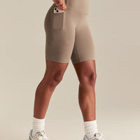 Essential Cycling Shorts with Pockets | Taupe Grey