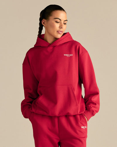 Comfort Oversized Athletic Graphic Hoodie | Candy Apple