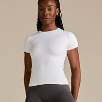 Power Seamless Short Sleeve Top | White