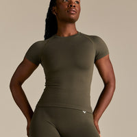 Power Seamless Short Sleeve Top | Dark Olive
