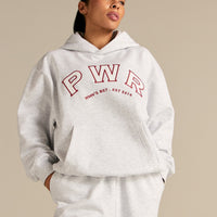 Comfort Oversized PWR Hoodie | Light Grey Marl