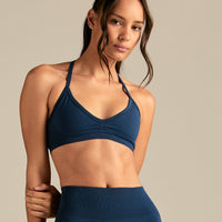 Define 2.0 Seamless Scrunch V-Neck Bra | True Navy