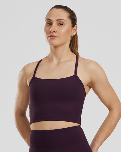 Essential Built-In Bra Crop Tank Top | Midnight Plum