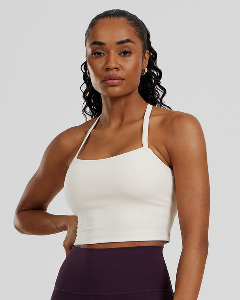 Essential Built-In Bra Crop Tank Top - Off White | Women's Best