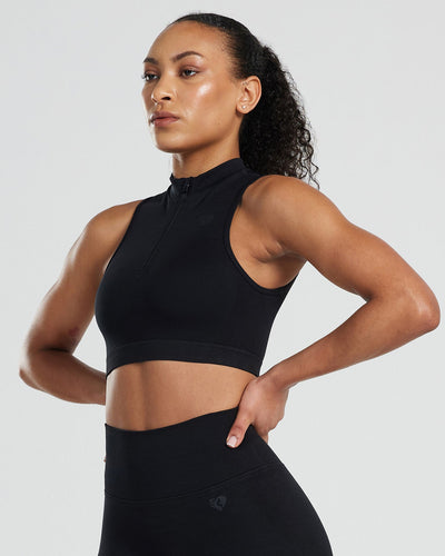 Motion Seamless 1/4 Zip Tank | Black