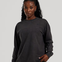 Comfort Oversized Long Sleeve T-Shirt Washed | Black