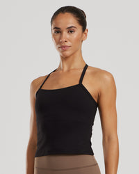 Essential Built-In Bra Midi Tank | Black