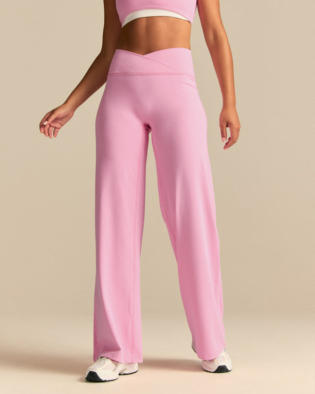 Essential Wrap High Waist Straight Leg Pants | Candy Pink (1/6)