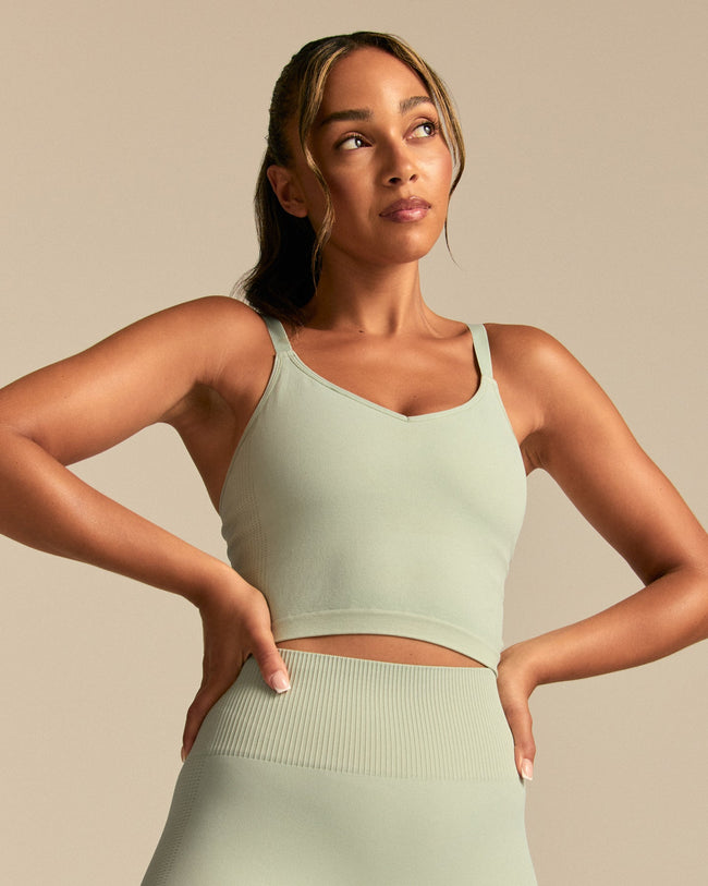 Power Built-In Bra Tank | Calming Green (1/6)