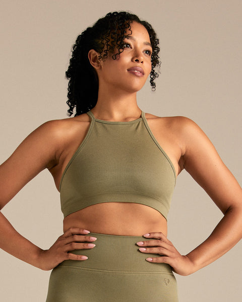 High Neck Bra Subtle Marl Fabric - Willow | Women's Best US