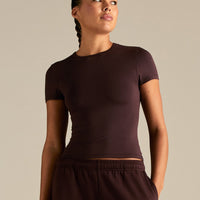 Smooth Contour Midi Short Sleeve T-Shirt | Cafe Noir