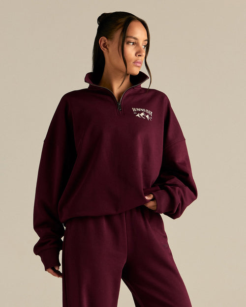 Comfort Outdoor 1/4 Zip Graphic Sweat | Merlot