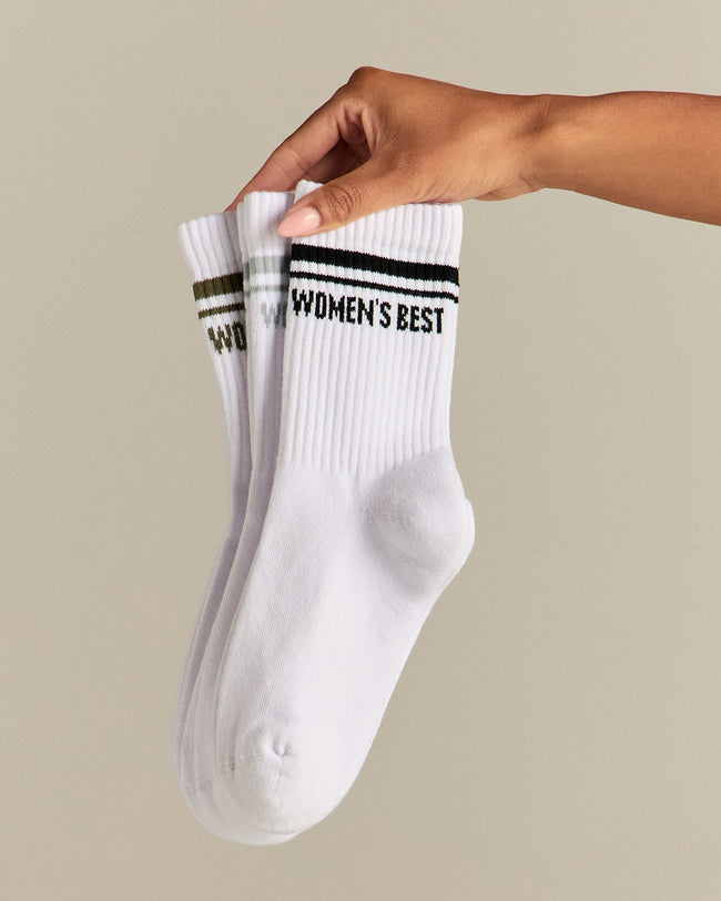 Premium Crew Stripe Socks (3PK) | Black/Dark Olive/Silver Grey