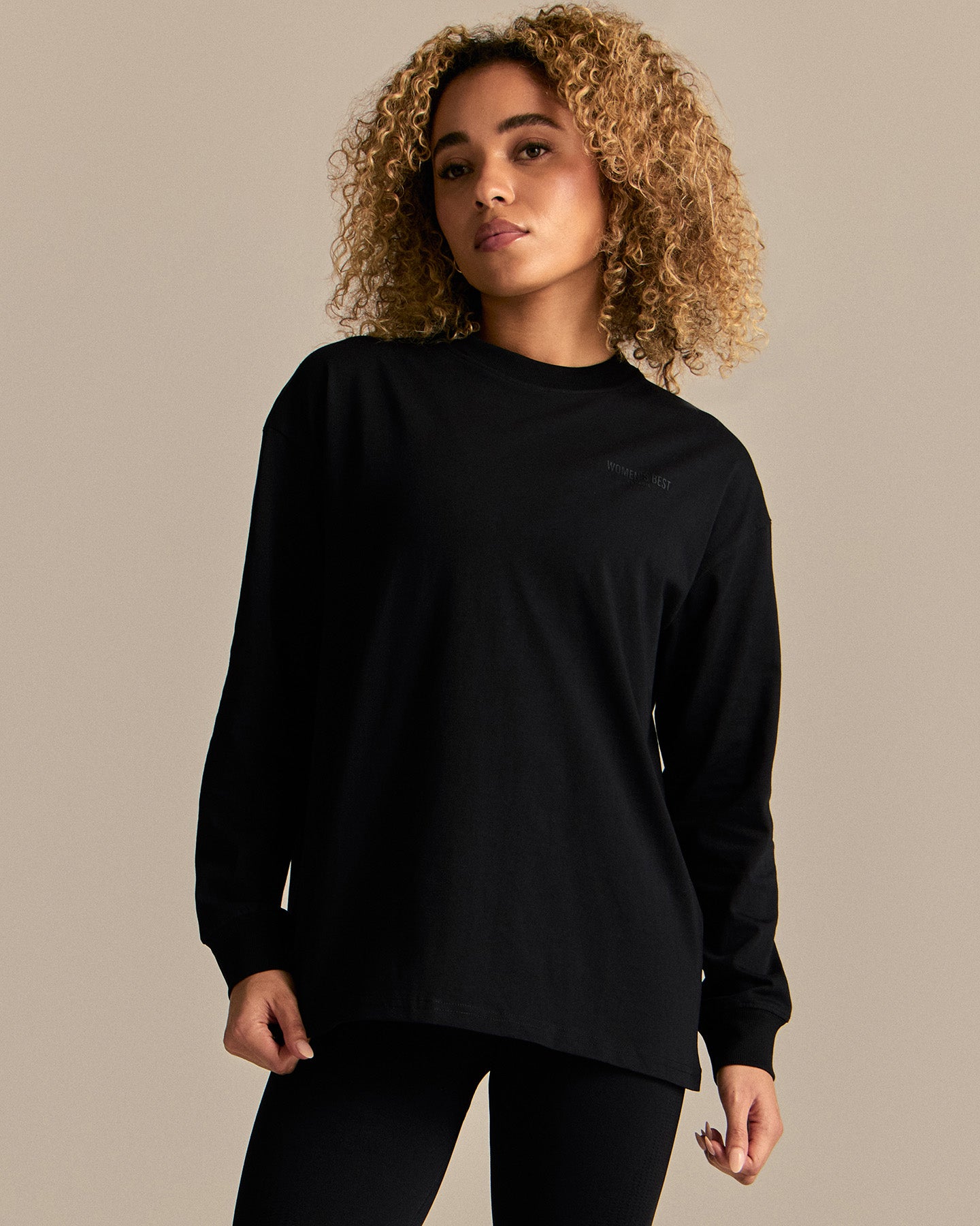 Comfort WB Logo Oversized Long Sleeve T-Shirt | Black