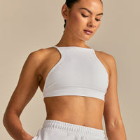 Define 2.0 High Neck Backless Bra | White