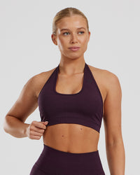 Motion Seamless Halter Bra | Midnight Plum