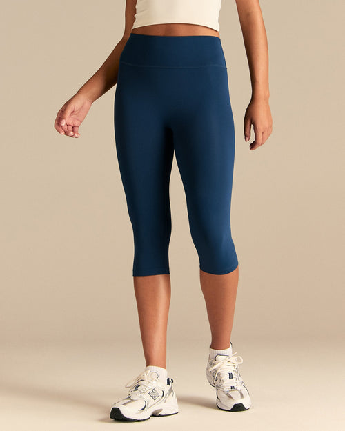Essential High Waist Capri Leggings | True Navy