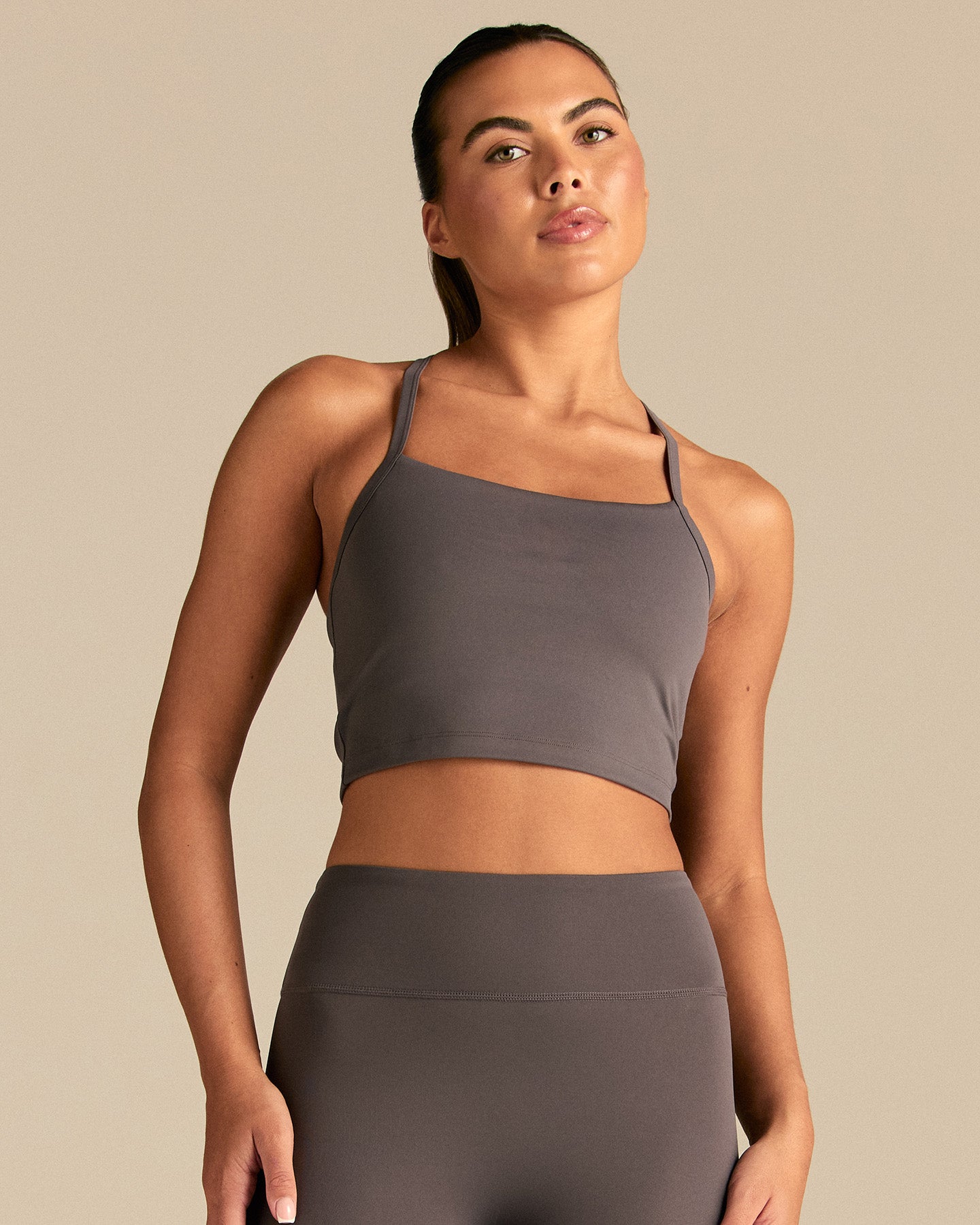 Essential Built-In Bra Crop Tank Top | Slate Grey