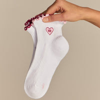 Quarter Frilly Ankle Socks (2PK) | Sweet Pink/Strawberry Kiss