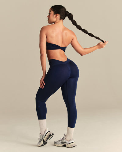 Essential Twist Back Bandeau Bra | Sapphire Blue