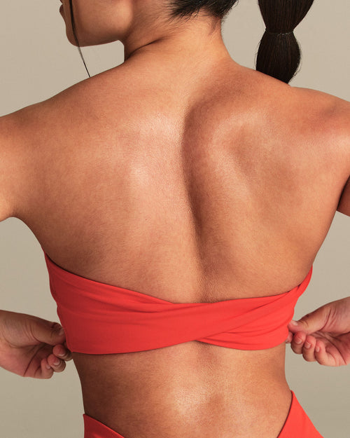 Essential Twist Back Bandeau Bra | Lava Red