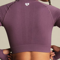 Power Seamless Long Sleeve Crop Top | Dusk Plum