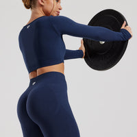 Define 2.0 Seamless Long Sleeve Built-In Bra Top | Sapphire Blue
