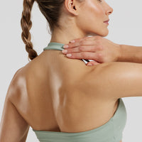 Essential Twist Front Halter Bra | Pistachio