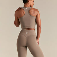 Essential Crop Tank Top | Taupe Grey