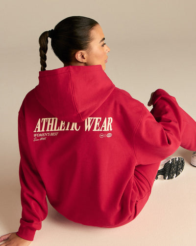 Comfort Oversized Athletic Graphic Hoodie | Candy Apple