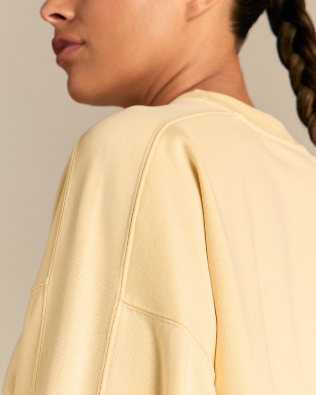 Comfort Lightweight Raw Edge Oversized Crew Neck | Buttercup
