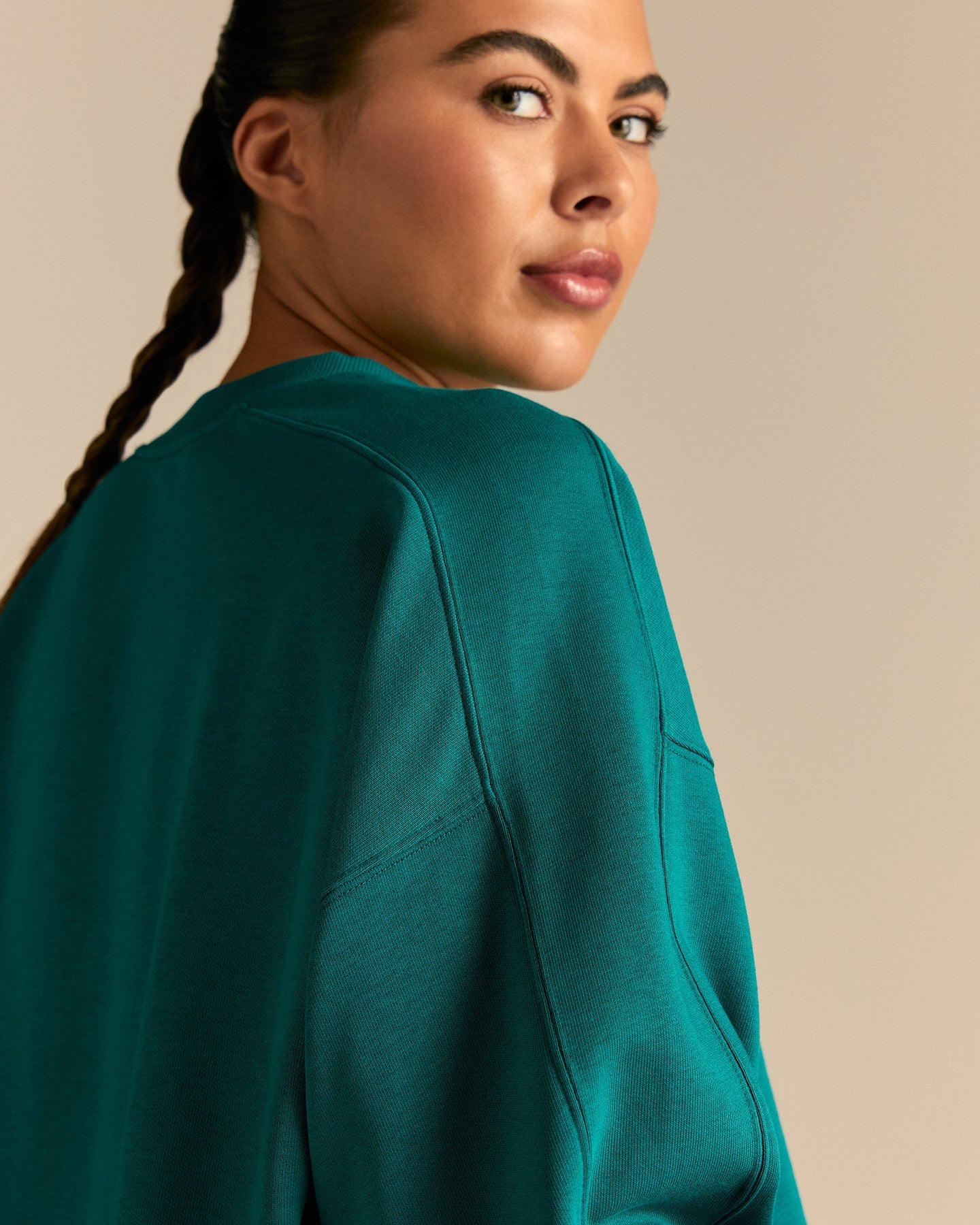 Comfort Lightweight Raw Edge Oversized Crew Neck | Eden Green