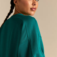 Comfort Lightweight Raw Edge Oversized Crew Neck | Eden Green